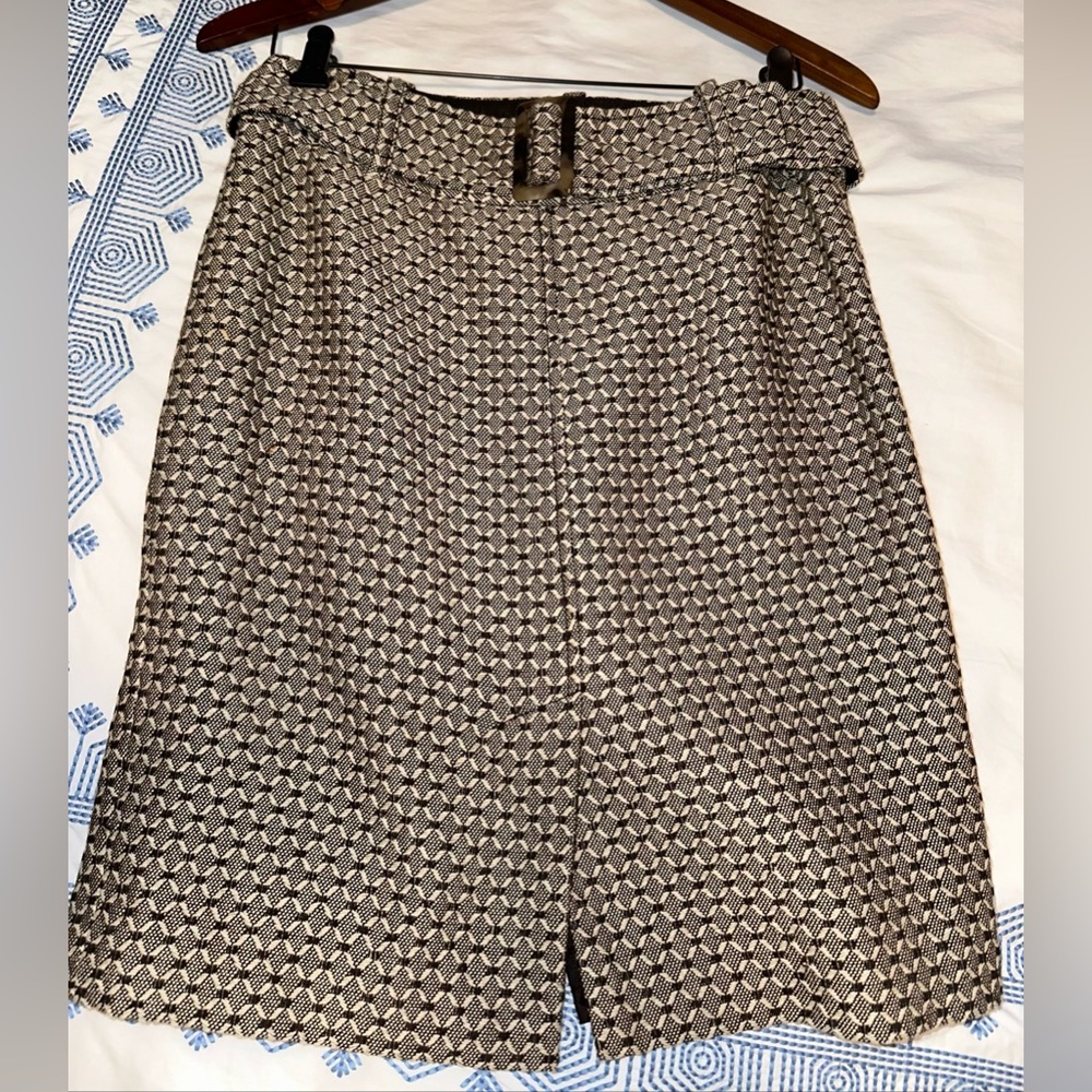 Ann Taylor Brown & Creme belted skirt